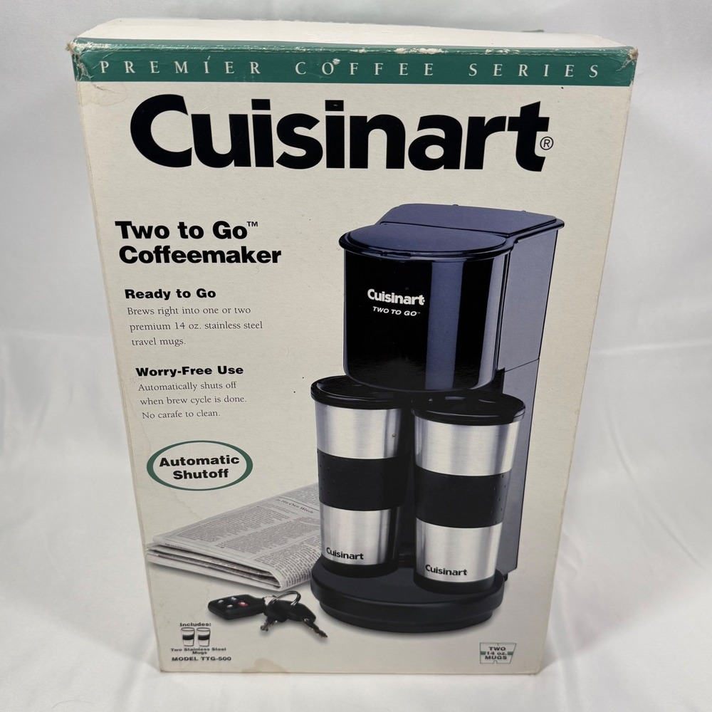 Cuisinart Two to Go Coffeemaker TTG-500 Black Dual Brew 14oz Mugs